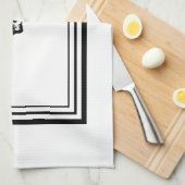 Linge De Cuisine Flèche violon noir et blanc avec traits noirs (Quart Plié)