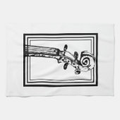 Linge De Cuisine Flèche violon noir et blanc avec traits noirs (Horizontal)