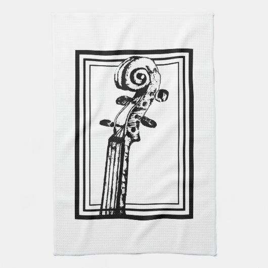 Linge De Cuisine Flèche violon noir et blanc avec traits noirs (Vertical)