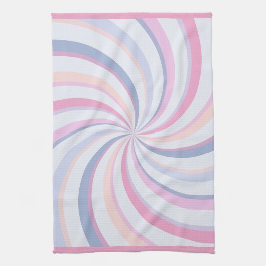 Linge De Cuisine Flèches bleu rose pêche (Vertical)