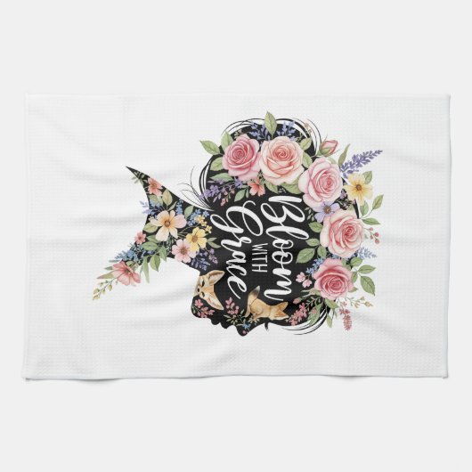 Linge De Cuisine Fleur avec Grace Elégant Floral Inspirational Art (Horizontal)