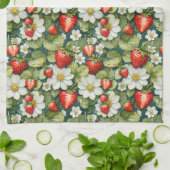 Linge De Cuisine Fleur Blanche & Fraise (Plié)