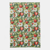 Linge De Cuisine Fleur Blanche & Fraise (Vertical)