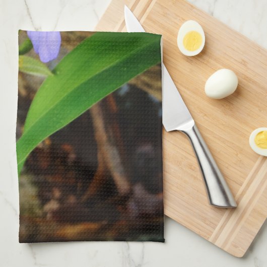 Linge De Cuisine Fleur blanche pourpre bleu Iris (Quart Plié)