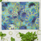 Linge De Cuisine Fleur Bleu Pétonné Fleurs (Plié)