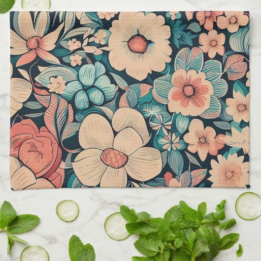 Linge De Cuisine Fleur bohème (Plié)