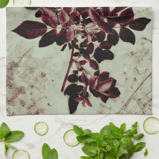 Linge De Cuisine Fleur Bordeaux (Plié)