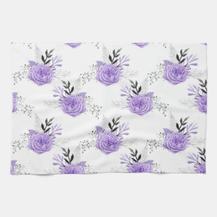 Linge De Cuisine Fleur botanique florale colorée violette