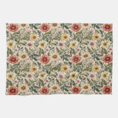 Linge De Cuisine Fleur botanique orange doré et brûlé (Horizontal)