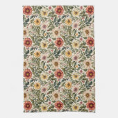 Linge De Cuisine Fleur botanique orange doré et brûlé (Vertical)