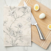 Linge De Cuisine Fleur Chic Crème (Quart Plié)
