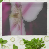 Linge De Cuisine Fleur Clematis Blanche Et Rose (Plié)