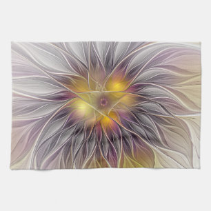 Linge De Cuisine Fleur colorée lumineuse, fractale moderne abstrait