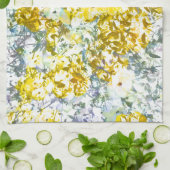 Linge De Cuisine Fleur couleur gris-jaune design motif (Plié)