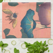 Linge De Cuisine Fleur d'abeille rose classique Hokusai Art (Plié)