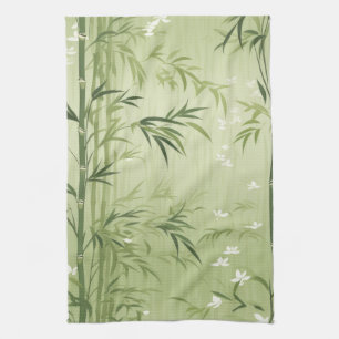 Linge De Cuisine Fleur de bambou sereine Asiatique (1)