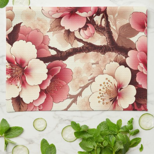 Linge De Cuisine Fleur de cerise (Plié)