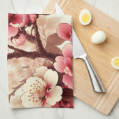 Linge De Cuisine Fleur de cerise (Quart Plié)