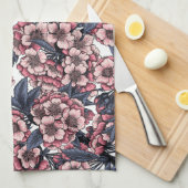 Linge De Cuisine Fleur de cerisier rose et bleu (Quart Plié)