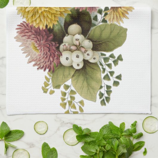 Linge De Cuisine Fleur de chrysanthème mère florale (Plié)