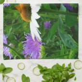 Linge De Cuisine Fleur de cône blanc, fleurs pourpres et papillon (Plié)