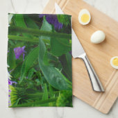 Linge De Cuisine Fleur de cône blanc, fleurs pourpres et papillon (Quart Plié)