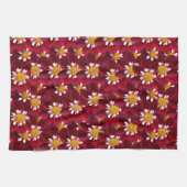 Linge De Cuisine Fleur de dahlia rouge Floral (Horizontal)