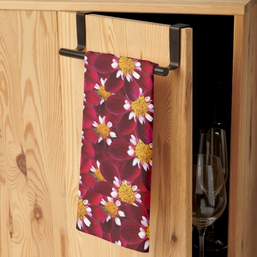 Linge De Cuisine Fleur de dahlia rouge Floral (Pliage en tiers)