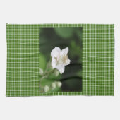 Linge De Cuisine Fleur de framboise blanc sauvage. (Horizontal)