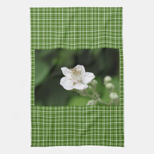 Linge De Cuisine Fleur de framboise blanc sauvage. (Vertical)