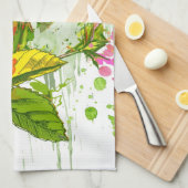 Linge De Cuisine Fleur de ketmie - peinture d'aquarelle (Quart Plié)