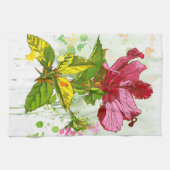 Linge De Cuisine Fleur de ketmie - peinture d'aquarelle (Horizontal)