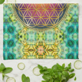 Linge De Cuisine Fleur de la vie - or - fractale 2 (Plié)