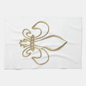 Linge De Cuisine Fleur de lis "3-D" d'or (Horizontal)
