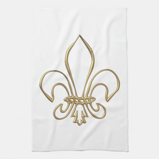 Linge De Cuisine Fleur de lis "3-D" d'or (Vertical)