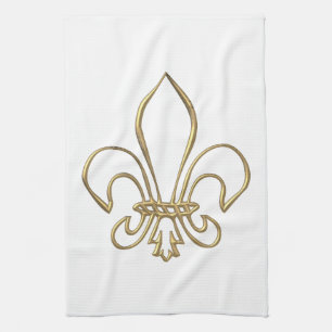 Linge De Cuisine Fleur-De-lis "à trois dimensions" d'or