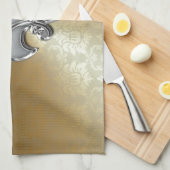 Linge De Cuisine Fleur-De-Lis Argent sur Damas Or (Quart Plié)