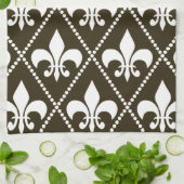 Linge De Cuisine Fleur de Lis au chocolat (Plié)