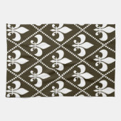 Linge De Cuisine Fleur de Lis au chocolat (Horizontal)