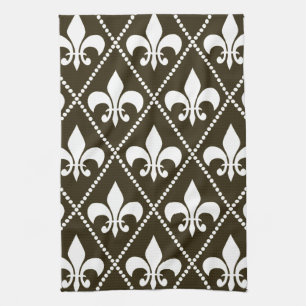 Linge De Cuisine Fleur de Lis au chocolat