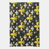 Linge De Cuisine Fleur De Lis Blanc Jaune (Vertical)