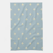 Linge De Cuisine Fleur de Lis Bleu Dusky Or (Vertical)