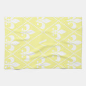 Linge De Cuisine Fleur de Lis crème avec monogramme initial (Horizontal)