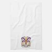Linge De Cuisine Fleur de lis jaune et vert violet (Vertical)