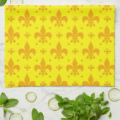 Linge De Cuisine Fleur de lis Motif jaune (Plié)