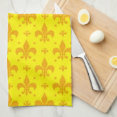 Linge De Cuisine Fleur de lis Motif jaune (Quart Plié)