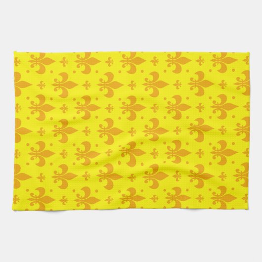 Linge De Cuisine Fleur de lis Motif jaune (Horizontal)