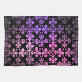 Linge De Cuisine Fleur de lis motif rose violet noir (Horizontal)