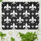 Linge De Cuisine Fleur de lis noir design Motif (Plié)