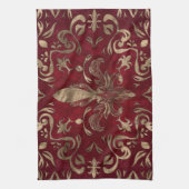 Linge De Cuisine Fleur de lis rouge et or (Vertical)
